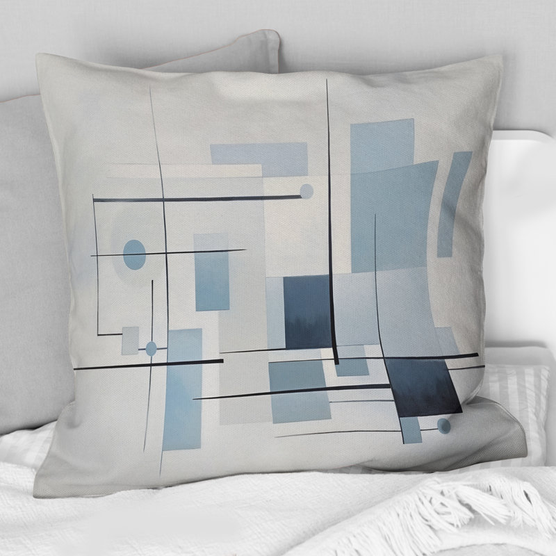 Coussin décoratif gris à motif de suprématisme géométrique II