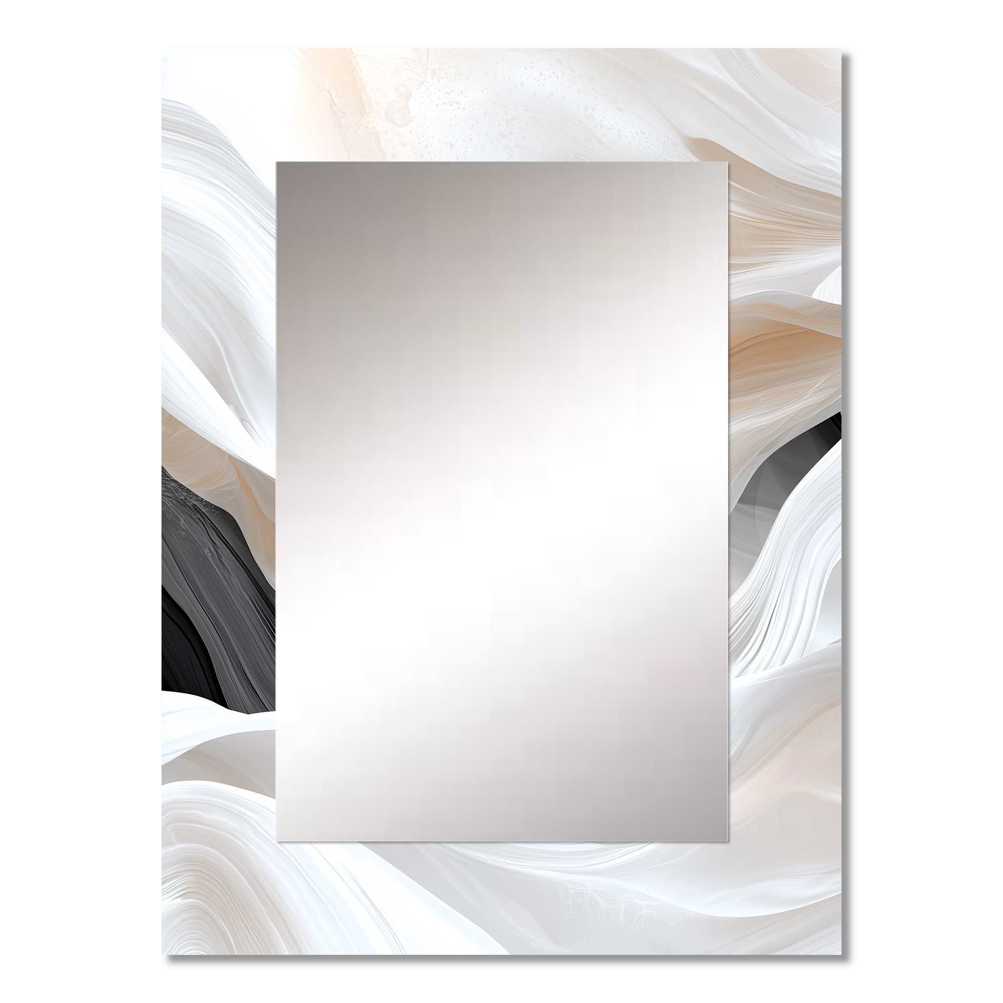 Mirror Ripple Image Latitude Run® White Ripples Of Stone IV - Waves Decorative Mirror ...