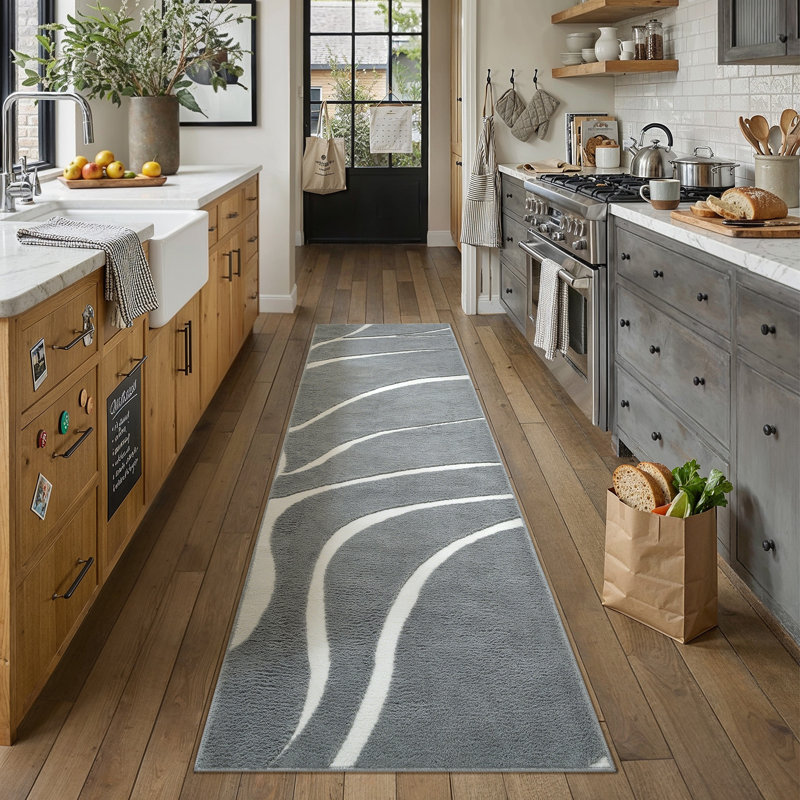 Paxston Modern Shag Grey Area Rug With Non-Slip Backing, Runner 2' x 8', Gray