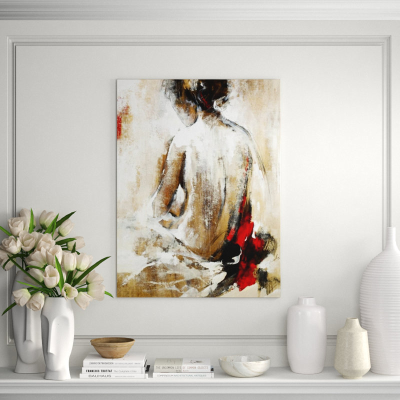 Figures In Red II Painting, Knife Gel, 40" H x 30" W
