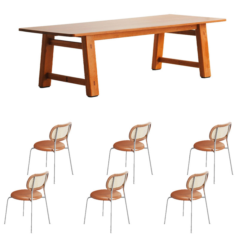 Table de salle à manger en bois massif épaissi, H 29,53 po x L 86,61 po x l 39,37 po