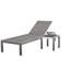 Ensemble de 6 chaises longues d'extérieur Aynura 76 po (193 cm) avec 3 chaises longues inclinables en aluminium, 3 tables d'appoint assorties, tissu en maille à séchage rapide et roulettes dissimulées - Gris brossé-975435892-986567482