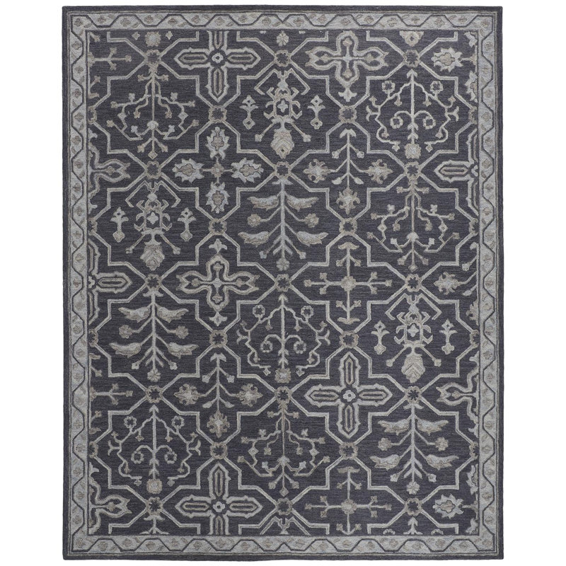 Tapis floral en laine touffeté à la main Bolivar, Rectangle 2 pi x 3 pi