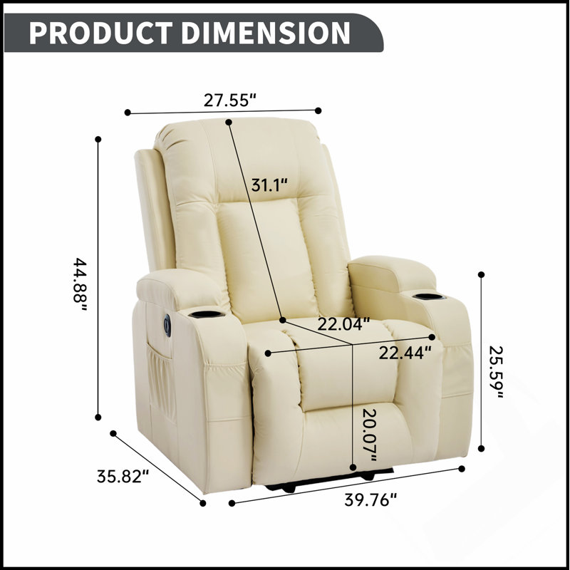Fauteuil inclinable en polyuréthane PU, Beige