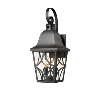 Paquet de 1 lanterne murale d'extérieur noir mat, lumière de véranda imperméable avec verre transparent pour porte de garage