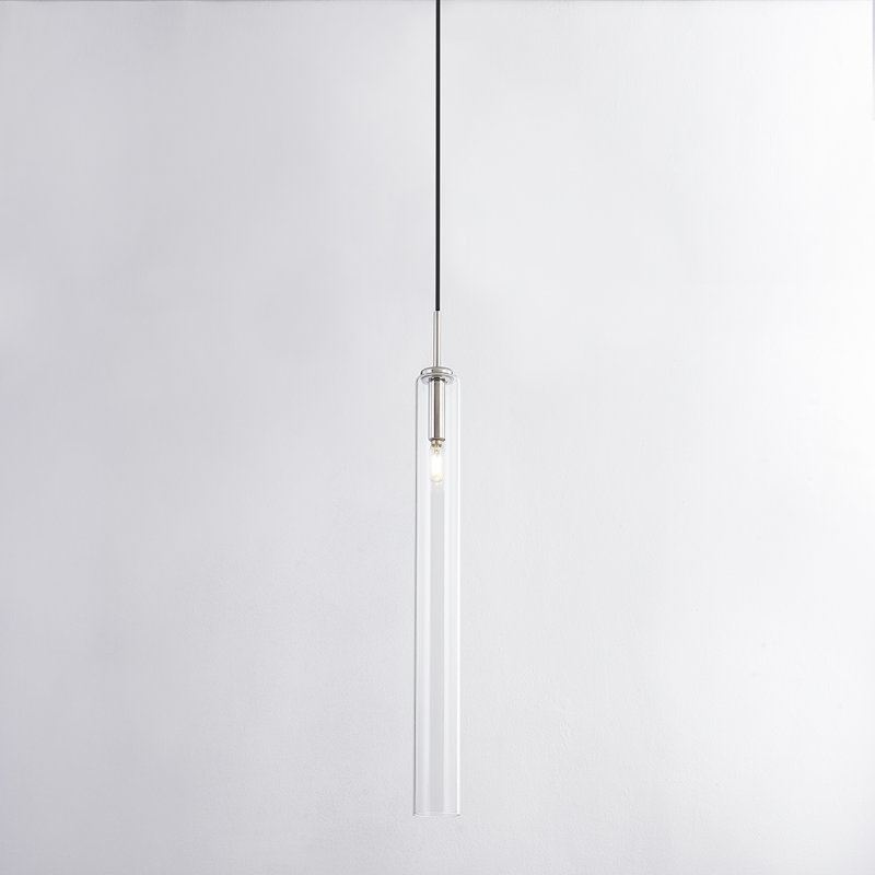 Luminaire suspendu 1 lumière Nyah, H 32,25 po x l 3 po x P 3 po, Nickel poli