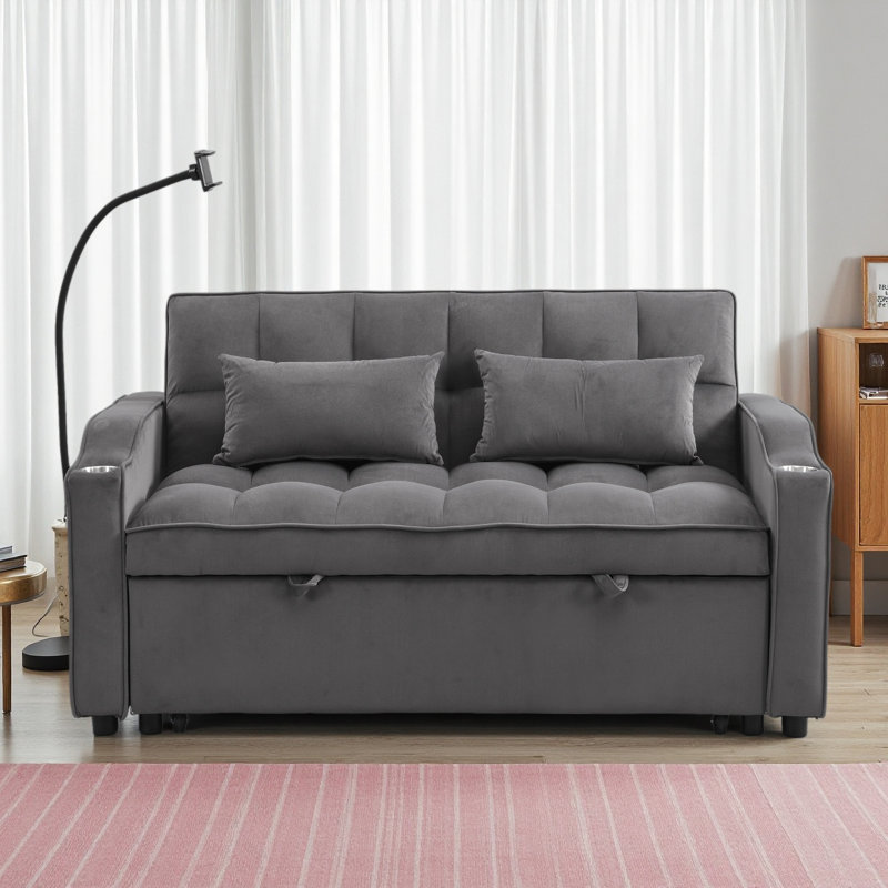 Sofa Bed With Trundle, Dark Gray