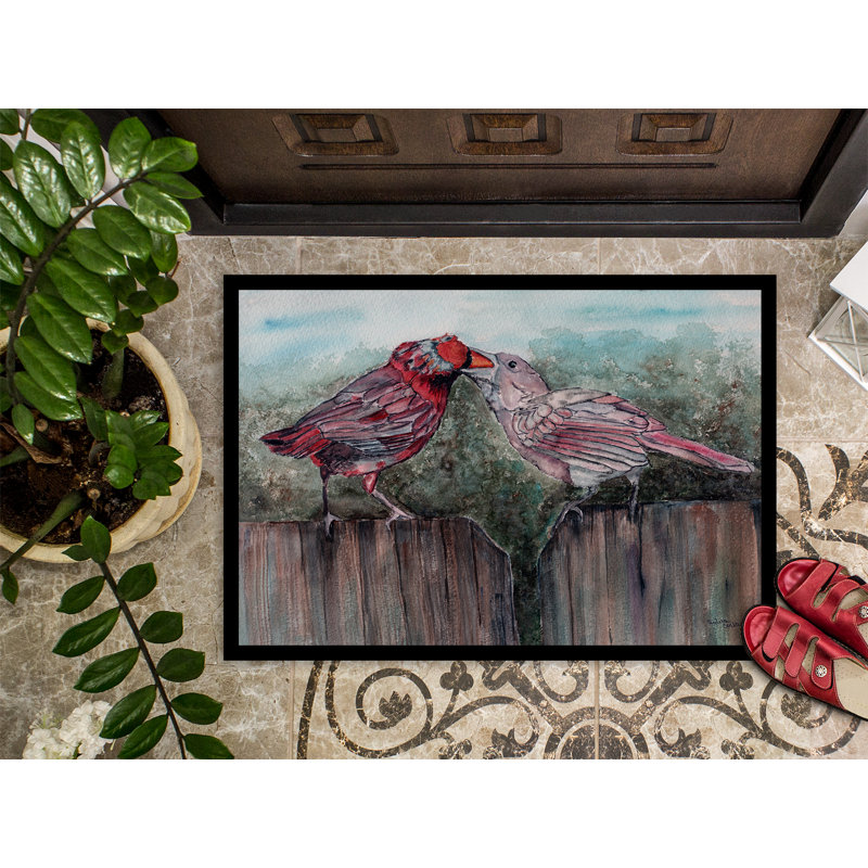 Tapis pour porte d’extérieur anti-dérapant à l’alimentation oiseau, Rectangle 1 pi 6 po x 2 pi 3 po