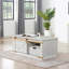Table basse de salon de style rustique blanc antique 1 pièce avec tablettes ouvertes