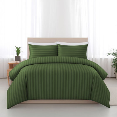 100% Microfiber Premium Quality Striped Duvet Cover Set with Pillowcases 
