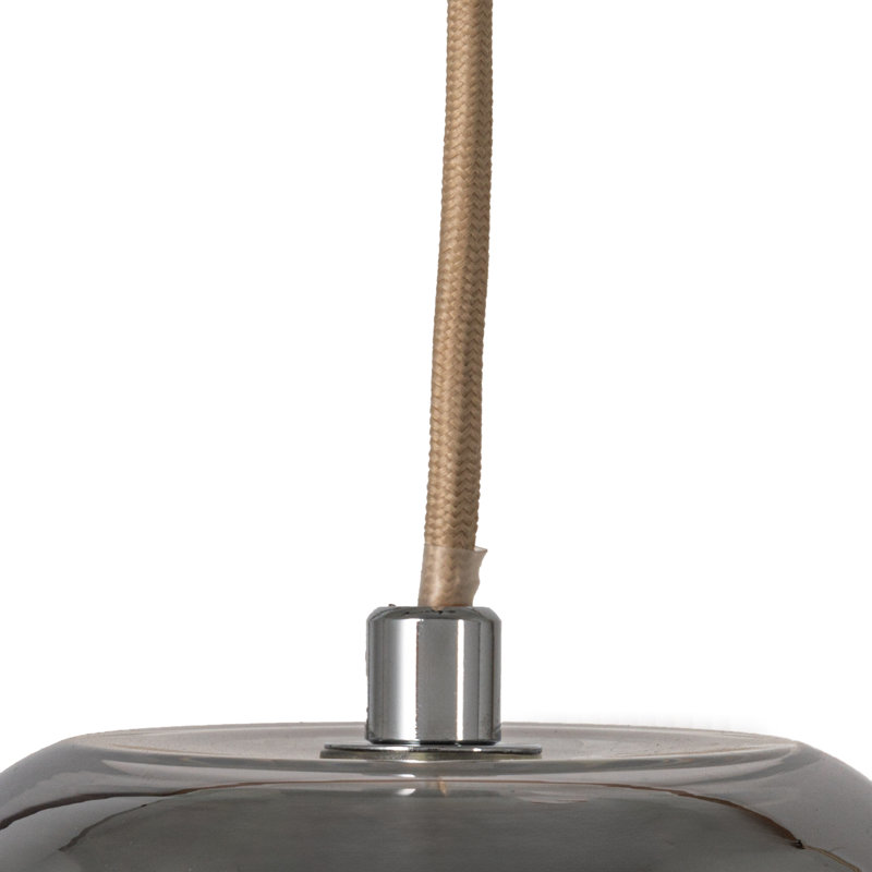 Lampe suspendue en verre et métal, cordon de 6 pi, finition chromée