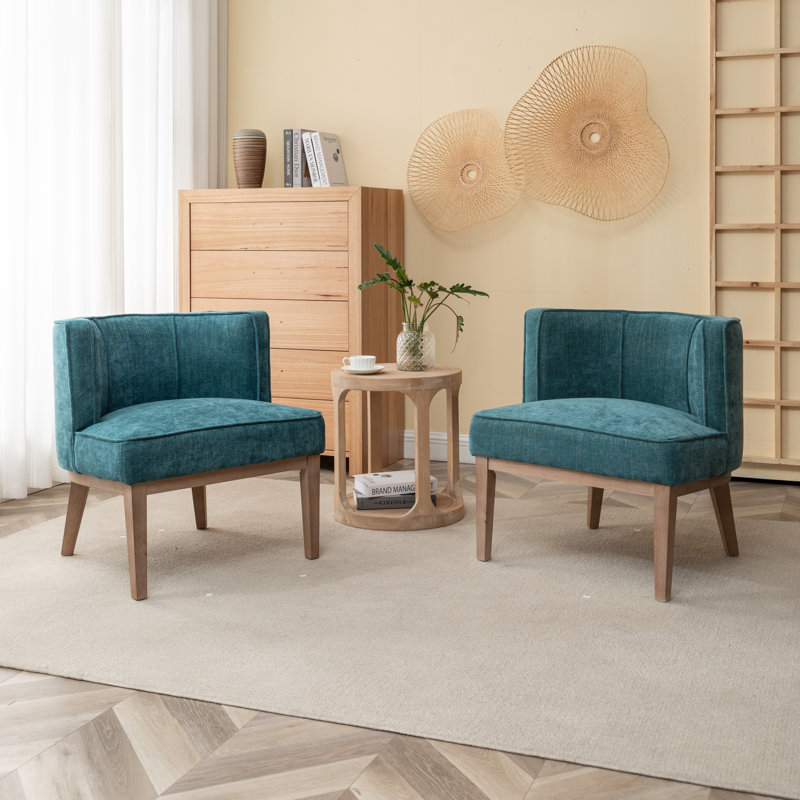 Karoll Upholstered Barrel Chair, 2, Teal Polyester Blend