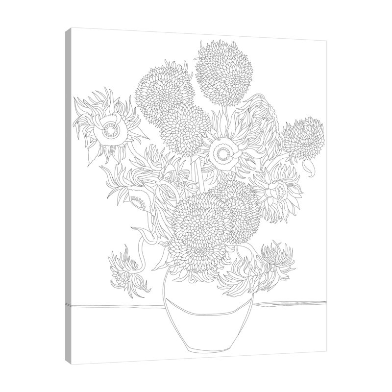 «Sunflowers BW» par Wild Apple Portfolio - impression sur toile tendue, H 20 po x l 16 po x P 1,5 po