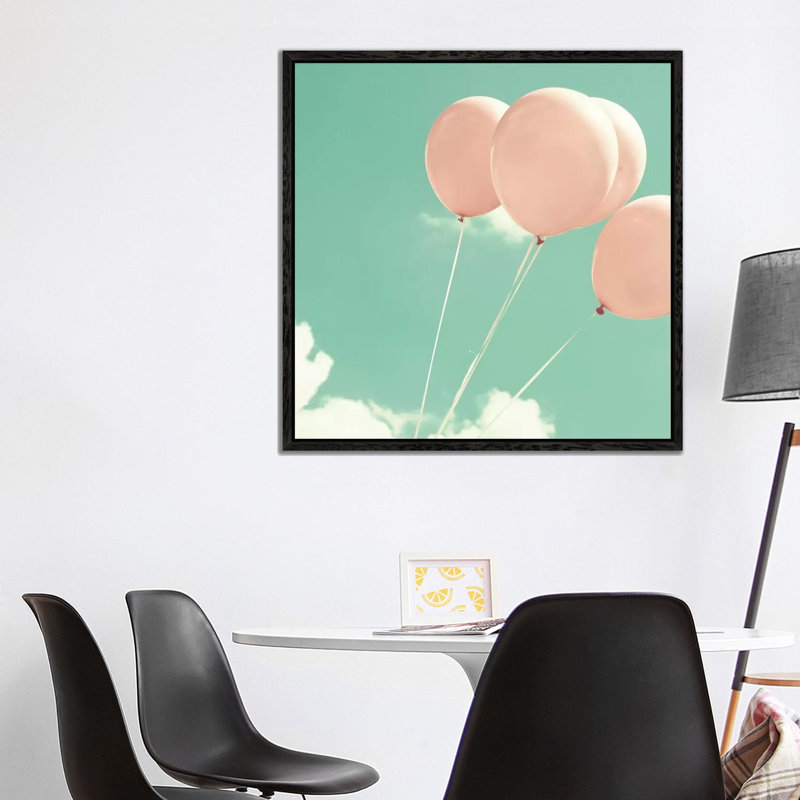 Blush Pink Balloons 1 Piece Wall Art on Canvas, 93.98 cm H x 93.98 cm W, Black Framed