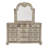 Caitlin Four Pc Queen Bedroom Set, Tufted Faux Leather Headboard, Marble Tops, Silver