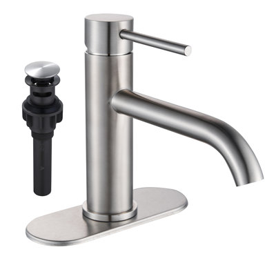 Robinet de salle de bain à une poignée, évier de salle de bain monotrou de luxe avec ensemble de drain de lavabo escamotable et lignes d'alimentation en robinet d'eau