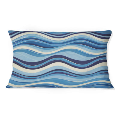 Coussin lombaire Mid-Century Waves III - bleu et beige