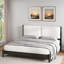Lit plateforme en bois avec tête de lit en cuir PU et pieds cylindriques-913740658
