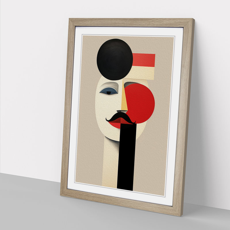 Minimalist Dadaism - Single Picture Frame Print on Wood, 64cm H x 46cm W x 2cm D, Oak Framed