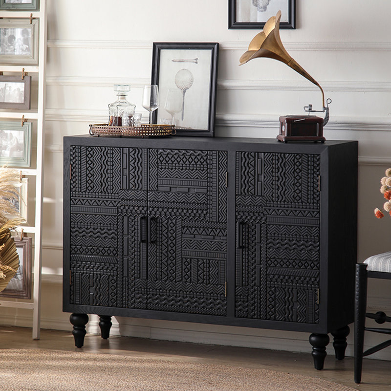 Armoire de hall d'entrée rétro en bois vieilli noir