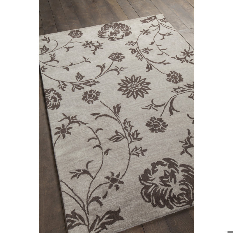 Tapis traditionnel en laine de vigne à motif floral touffeté à la main Jonas, 9 pi x 13 pi