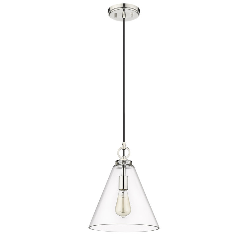 Wales 1 - Light Single Pendant, 124" H x 11.5" W x 11.5" D, Polished Nickel