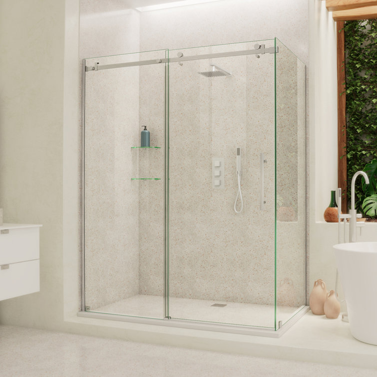 Enigma Air 60.38" W x 34.75" D x  76" H Frameless Rectangle Walk In Shower Enclosure