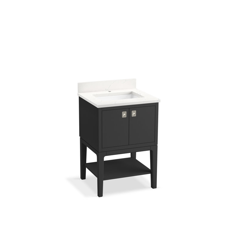 Seagrove By Studio McGee 24 in. Bathroom Vanity Cabinet With Sink And Quartz Top, Ferrous Gray, Polished Nickel