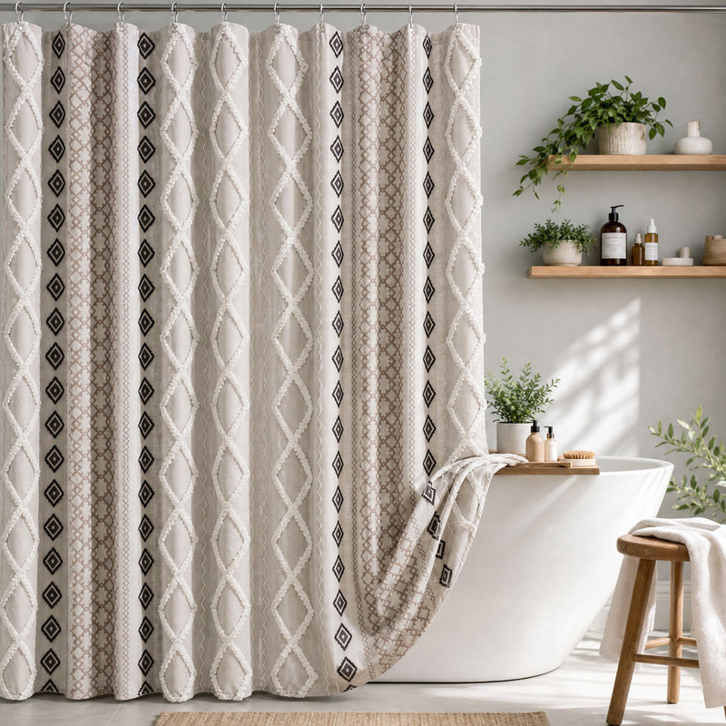 Rideau de douche Boho, Brun