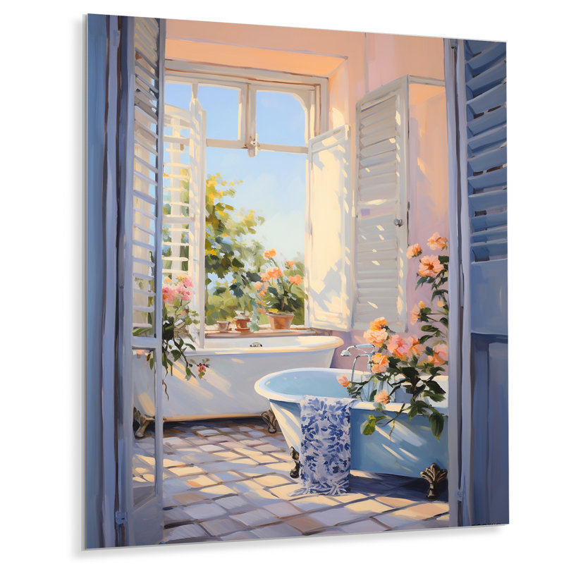 «Bathroom Serenity II» - Art mural en métal pour salle de bain, H 40 po x l 30 po x P 1,5 po