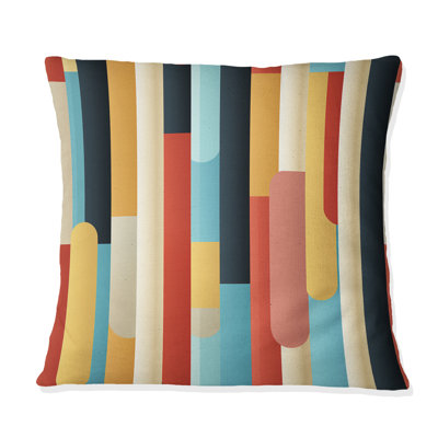 Pastel Colors Midcentury Stripes Pattern I - Striped Printed Throw Pillow
