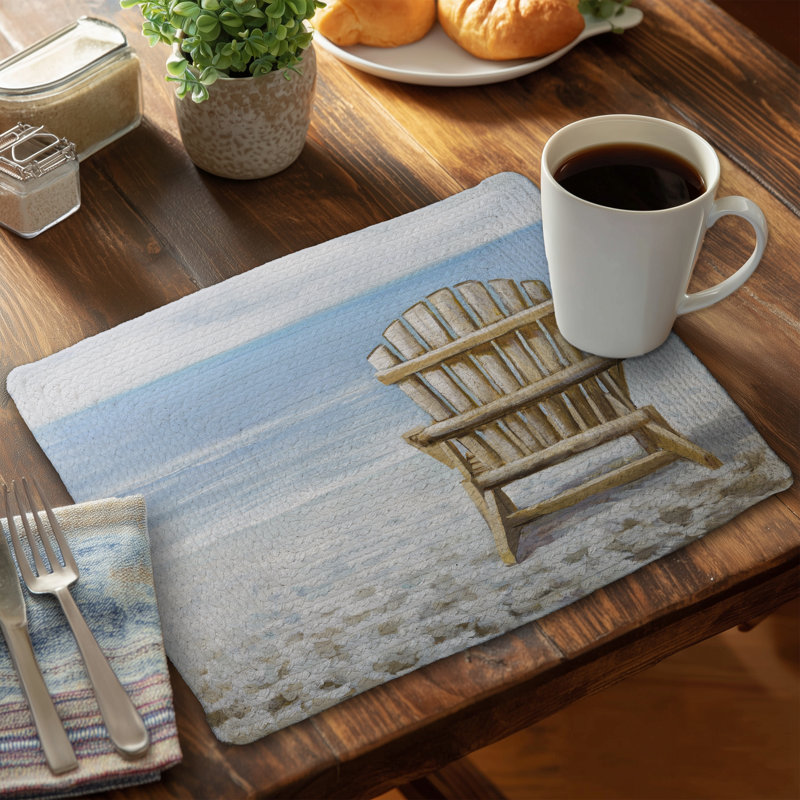 Ensemble de 4 napperons en polyester tressé | Décoration de chaise de plage en bois