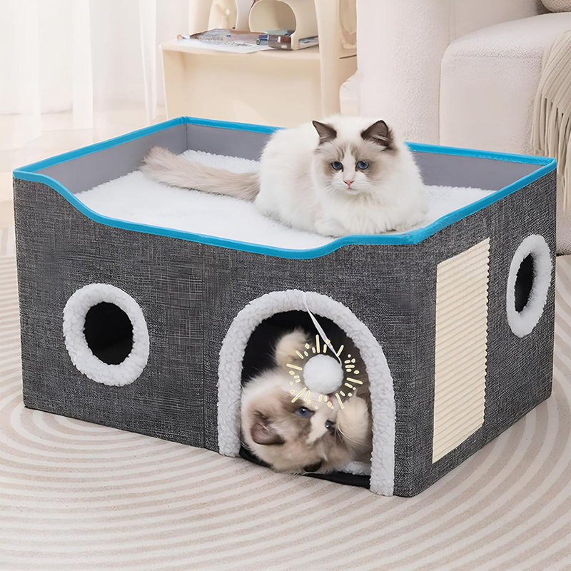 Chatières pour chats d'intérieur - Grand lit pour chat avec grattoir