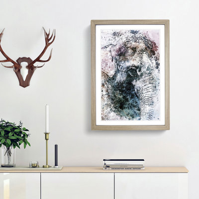 Graceful Elephant Portrait in Abstract - Picture Frame Painting Print