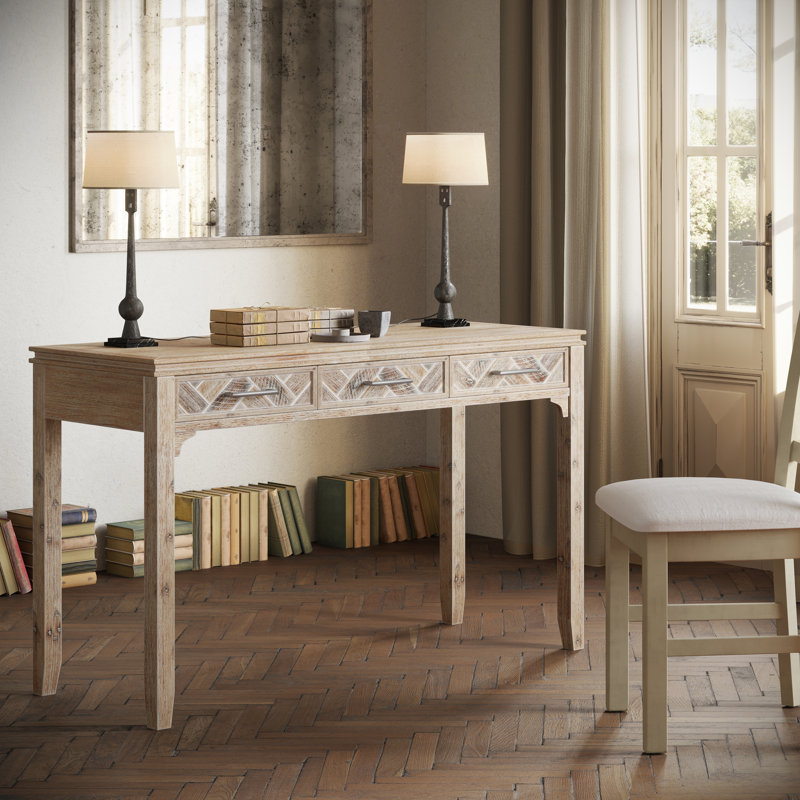 Itsham Desk with Built in Outlets, Gray Wash