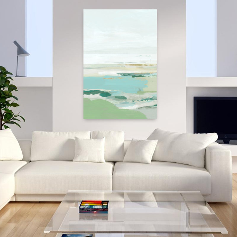 «Gentle Tides On Tranquil Shores II», art mural paysage côtier, H 48 po x l 32 po