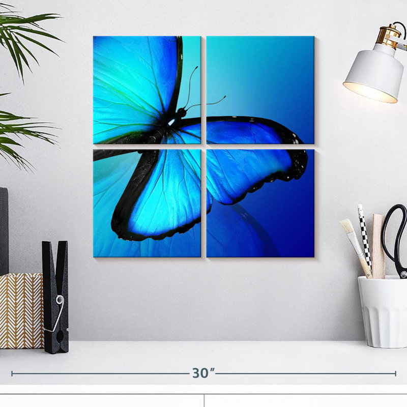 Papillon Morpho brillant, H 18 po x l 18 po