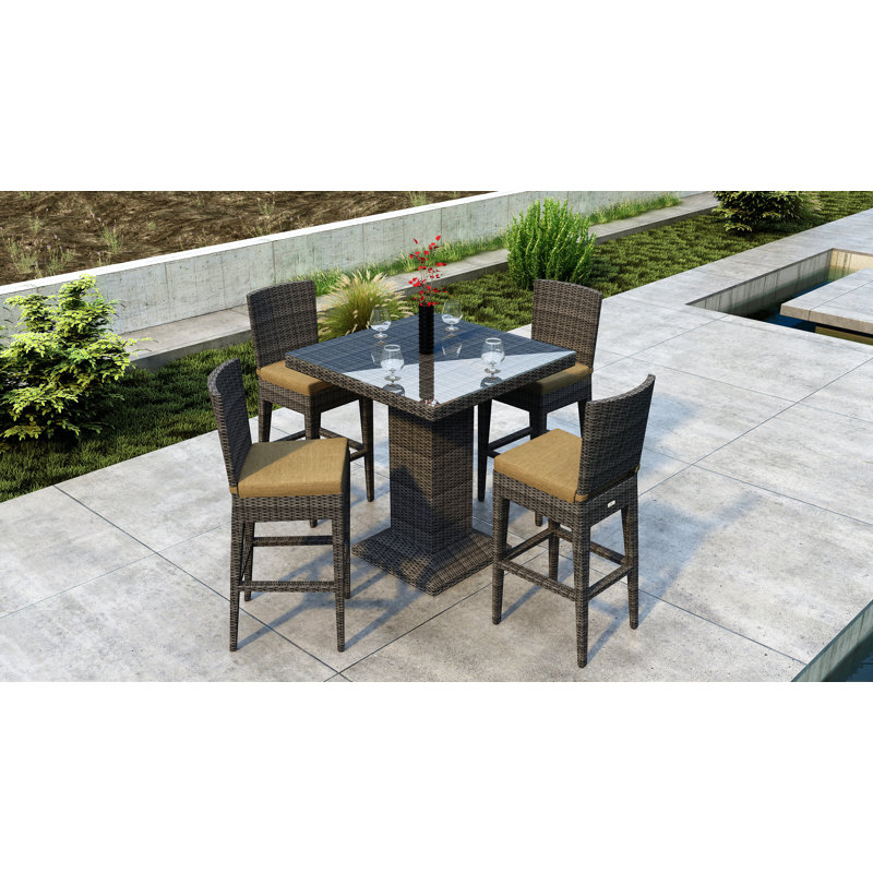 Ballu 4 - Person Patio Dining Set with Square Table, Canvas Heather Beige Sunbrella® Canvas