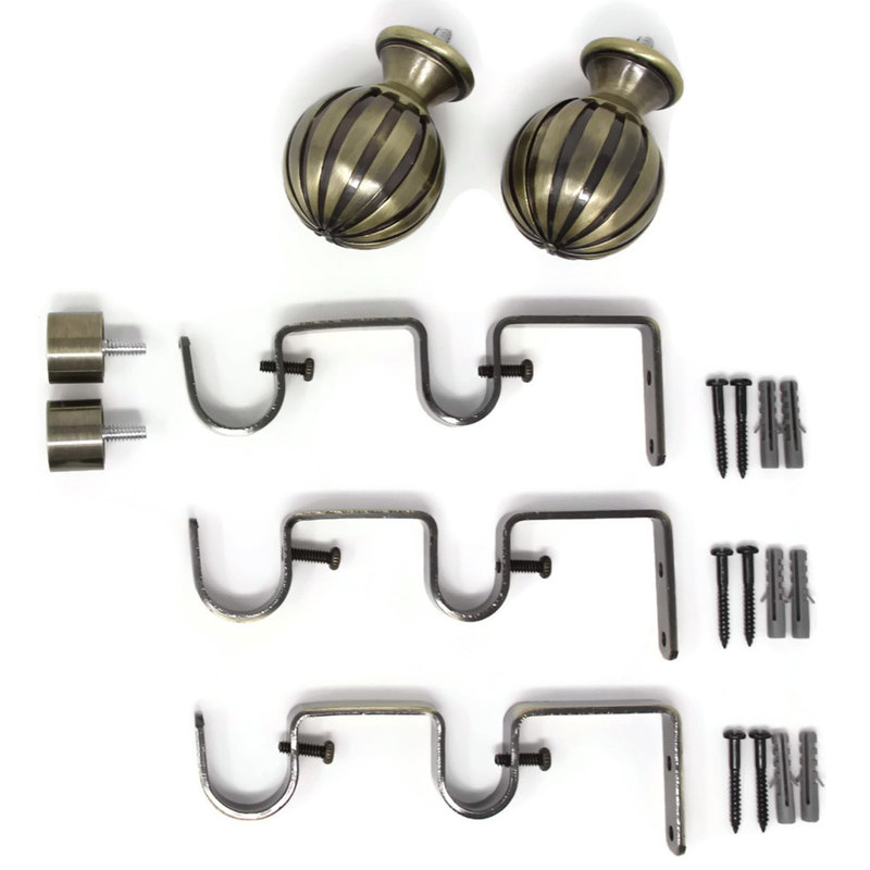 Tringle à rideaux double à fenêtre Cotta, Acier brossé, H 1 po x l 84 po x P 1 po