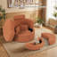 Fauteuil d'appoint pivotant à 360 ° avec repose-pieds demi-lune avec 3 coussins amovibles, terre cuite de bureau-1742466142