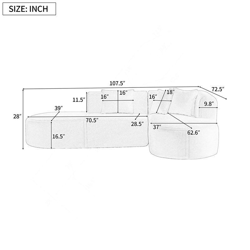 Versatile Curved Sofa For Various Rooms, Enhancing Relaxation And Conversation, Grey Polyester