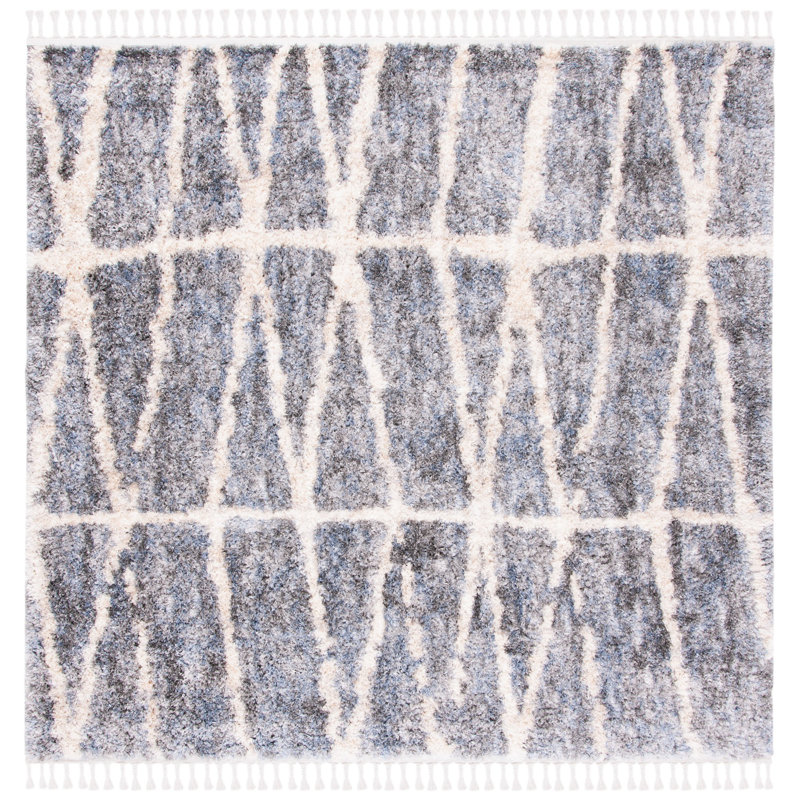 Triplett Fringe Shag Performance Abstract Rug, Square 6'7"