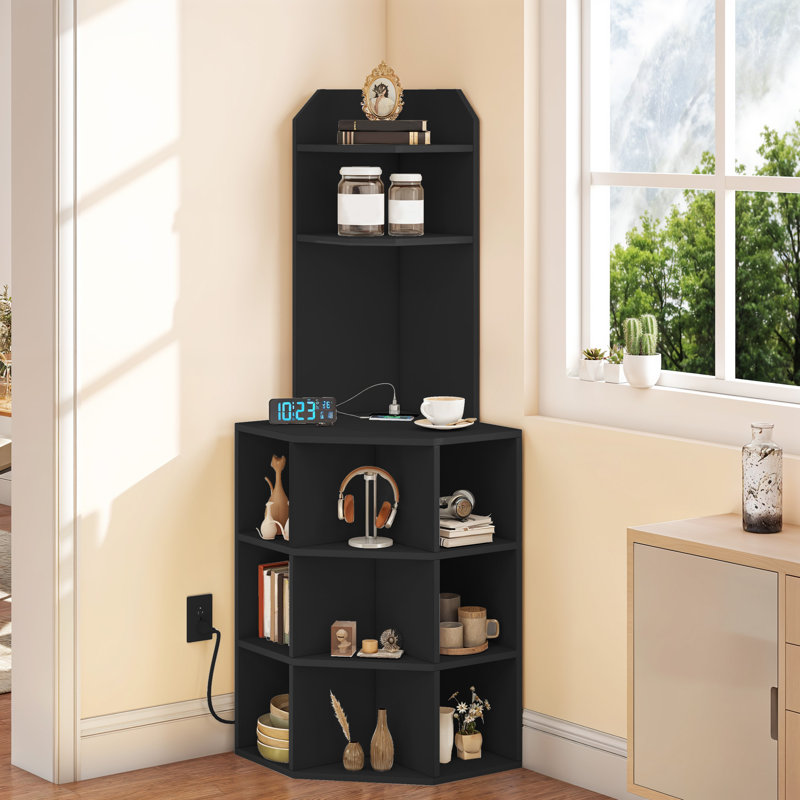 Étagère d'angle avec ports et prises USB Darley, Noir