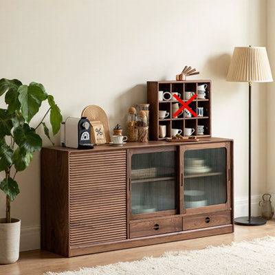 Floor-To-Ceiling Glass Sliding Door Accent Cabinet