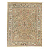 Hand Knotted Wool Oriental Area Rug in Beige And Ivory