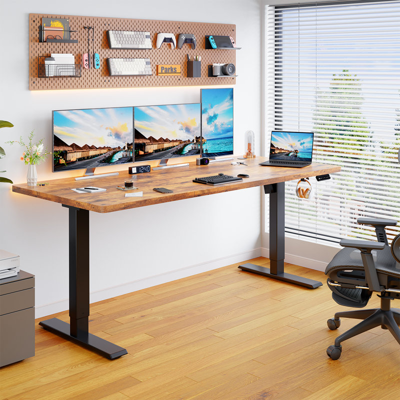 110/130/150 Cm W T-Shaped Standing Desk, Black, 150 cm W x 60 cm D, Brown