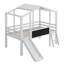 Lit mezzanine avec échelle et glissade, lit maison avec tableau noir et bande lumineuse sur le toit-1055821739