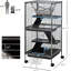Cage en métal pour petits animaux - 4, roulant, avec plateau propre, gris, pour furets, chinchillas, planeurs à sucre, élégant du grand plateau, nettoyage amovible sans effort, gris