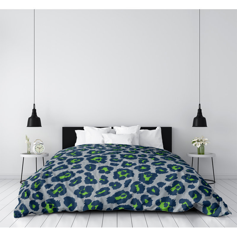 Housse de couette simple, Housse de couette pour lit simple, Polyester brossé, Gris / bleu marine / vert