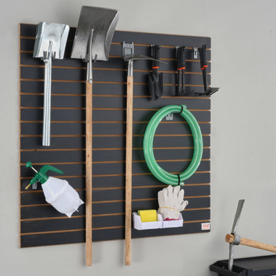 Panneaux muraux à lattes, 122 cm x 61 cm, noirs, pour garage (lot de 2 panneaux), panneaux de rangement muraux robustes pour magasin, garage et rangement d'articles de loisirs créatifs.